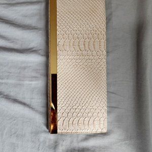 Beige Snake Print Clutch